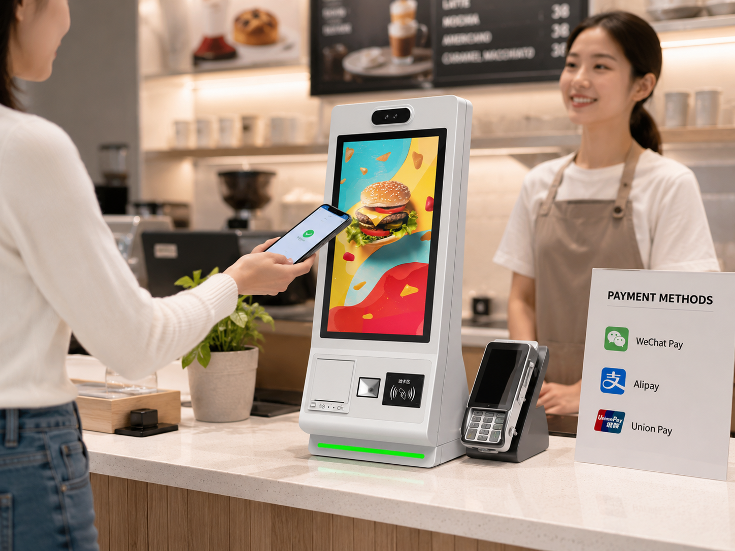 Countertop kiosk deployment for cafés and boutiques